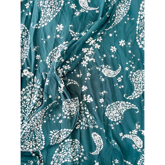Women's Patrons of Peace Teal White Paisley Maxi Dress S Rayon - Picture 10 of 11